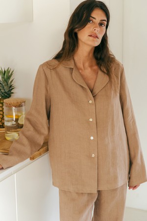 Nightly long sleeve pajama set in Rosy Brown from AmourLinen