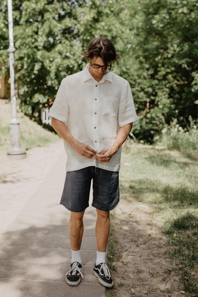 Hermes classic linen shorts in Charcoal from AmourLinen