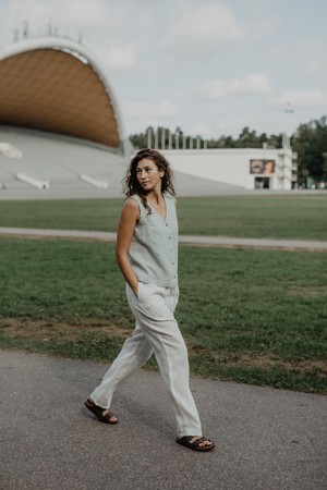 TUNIS top in Sage Green from AmourLinen