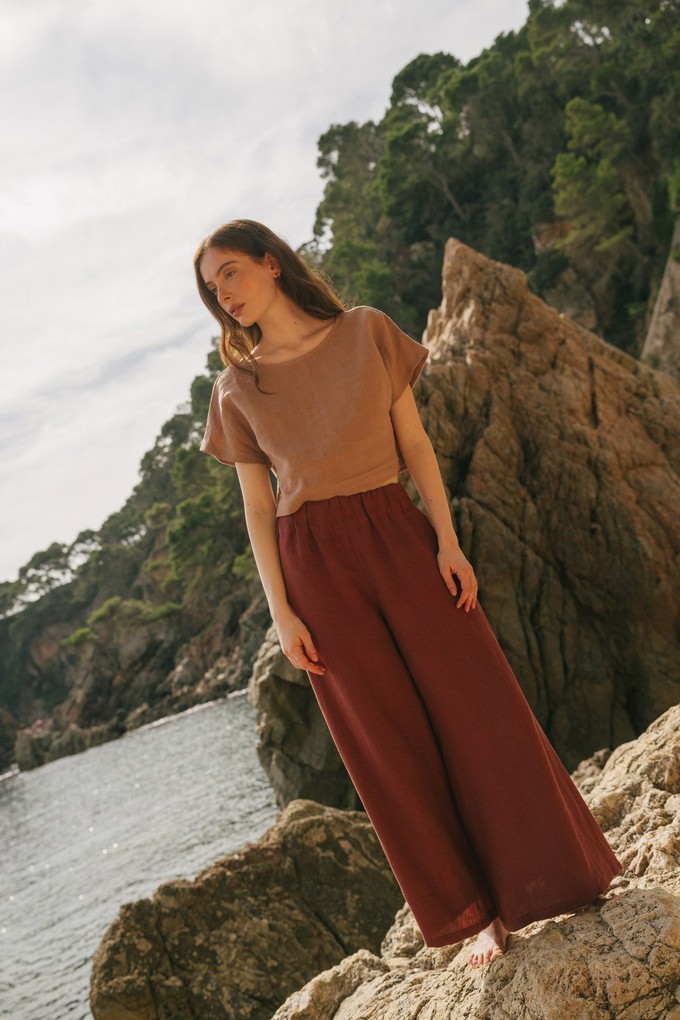Lisa linen crop top in Rosy Brown from AmourLinen