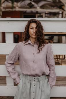 Nordkapp classic linen shirt XS/S Dusty Rose| sale via AmourLinen