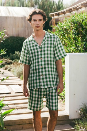 Loungewear set ASPEN in Green Gingham from AmourLinen