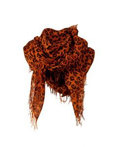 Leopard print cashmere scarf in brown – Large Size van Asneh