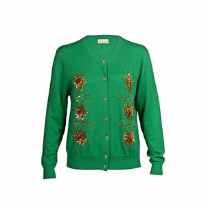 Green Cashmere Cardigan with Embellishment – last one from Asneh