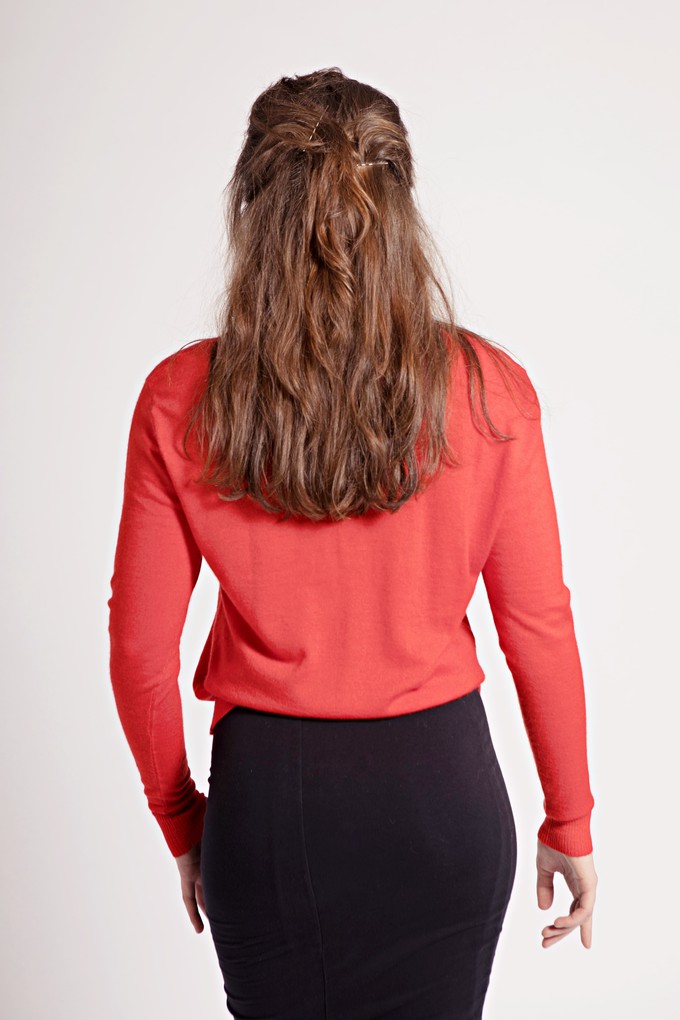 Red Cashmere Cardigan with Gold Embellishment from Asneh