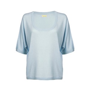Blue Batwing Silk Cashmere Top from Asneh