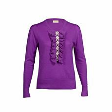 Purple Cashmere Sweater with Ruffles and Pearls van Asneh