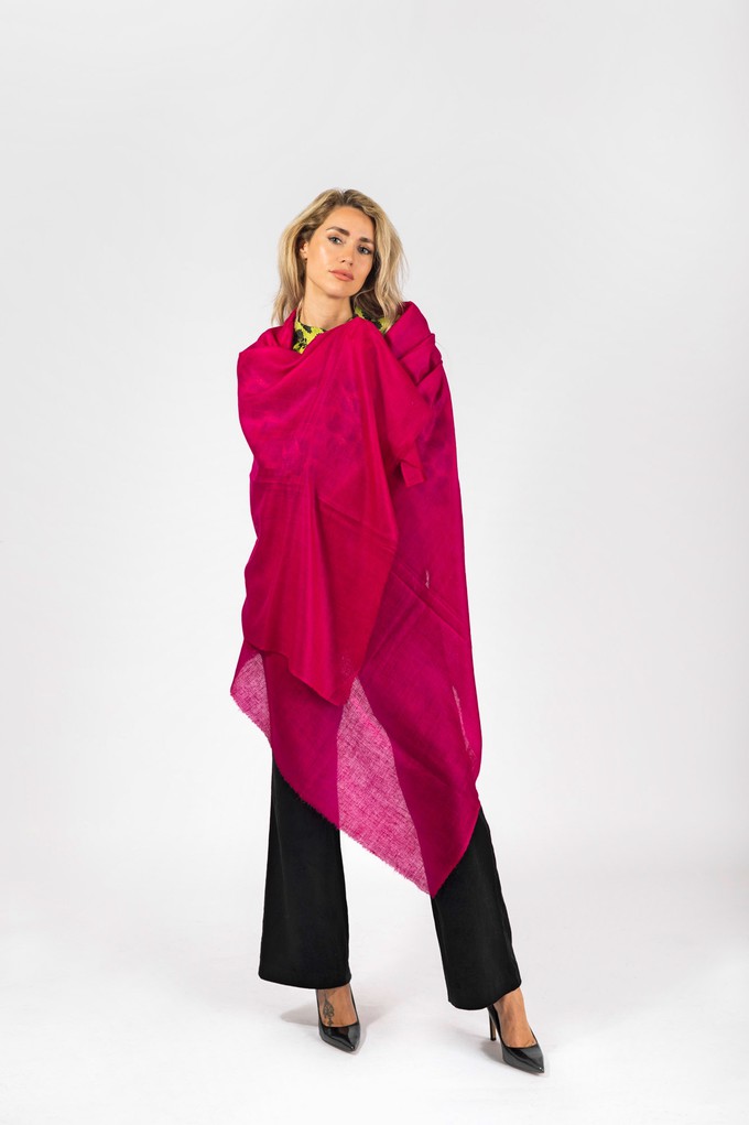 Large  Red Cashmere Scarf in Cerise Red from Asneh