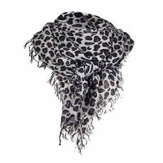 Grey Leopard cashmere scarf  in large size van Asneh