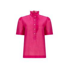 Pink frill front cotton blouse van Asneh