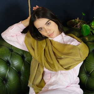 Mustard Green Cashmere Scarf from Asneh