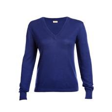 Blue Cashmere V-neck Sweater in fine knit van Asneh