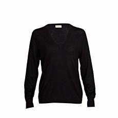 Black Cashmere V-neck Sweater in fine knit van Asneh