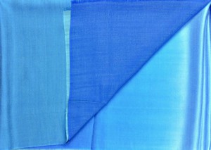 Blue dip-dye silk-wool scarf in three shades of blue from Asneh