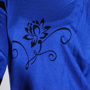 Blue Sweater Cashmere Silk Knit with Lotus Print from Asneh