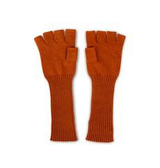 Brown fingerless gloves with long rib knitted arms van Asneh
