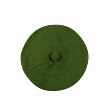 Green pom-pom beret knitted in silk cashmere van Asneh