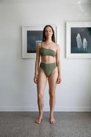 Panelled High Waist Bottom | Cactus from AURAI SWIM