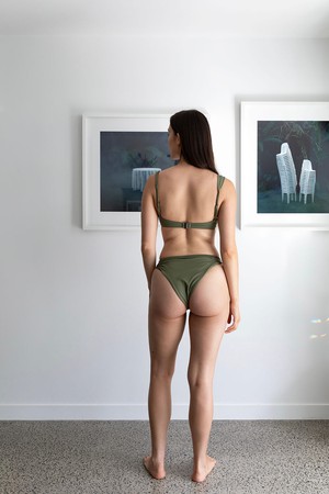 Ruched Mid Waist Bottom | Cactus from AURAI SWIM