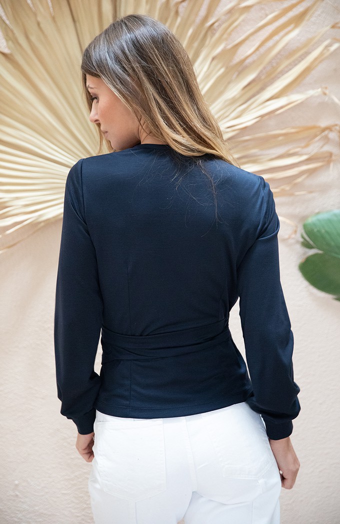 Wrap-over top Séquoia dark blue from avani apparel
