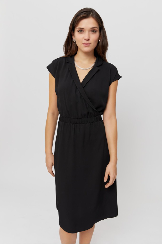 Lilit | Formal Midi Dress with Wrap Optic in Black from AYANI