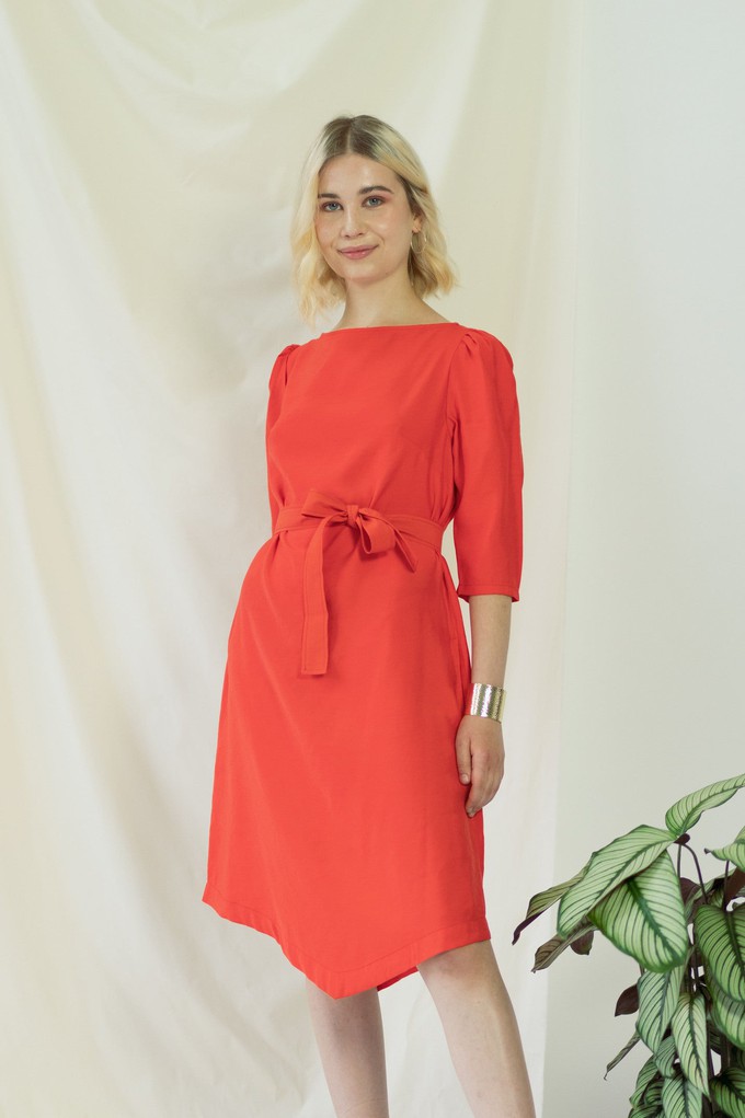 Teresa | Belted angle dress in coral from AYANI