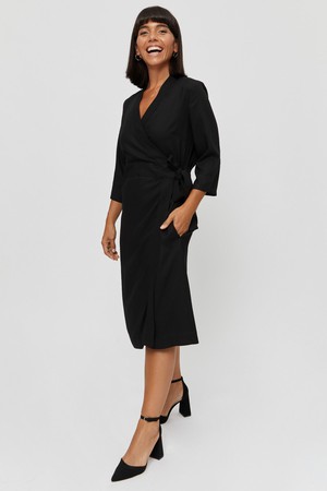 Sandra | Midi Wrap Dress in Black from AYANI