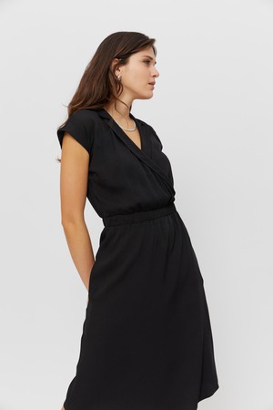 Lilit | Formal Midi Dress with Wrap Optic in Black from AYANI