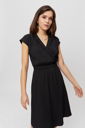 Lilit | Formal Midi Dress with Wrap Optic in Black from AYANI