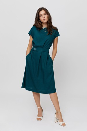 Sati | Midi Dress with Boat Neck in Green from AYANI