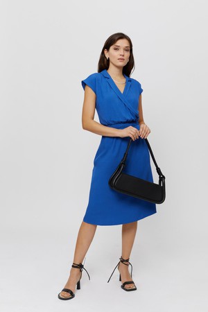 Lilit | Formal Midi Dress with Wrap Optic in Blue from AYANI