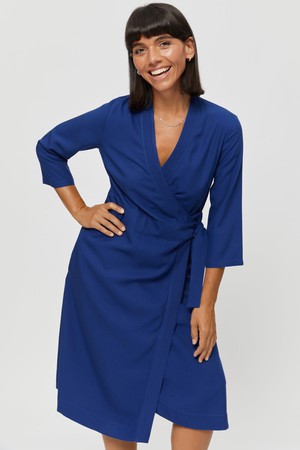 Sandra | Midi Wrap Dress in Midnight Blue from AYANI