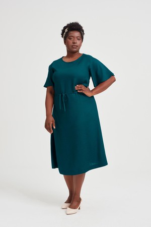 Nika | Round Neck Dress with Butterfly Sleeves in Green from AYANI