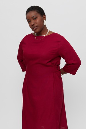 Emilia | Midi A-line Dress in Red from AYANI