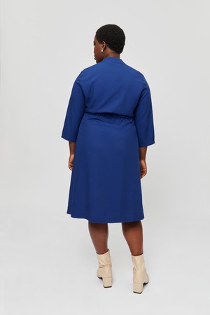 Sandra | Midi Wrap Dress in Midnight Blue from AYANI