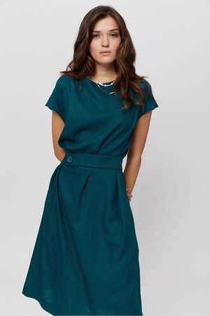 Sati | Midi Dress with Boat Neck in Green from AYANI