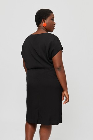 Amy | Midi Dress with Pencil Skirt and Neckline Detail in Black from AYANI