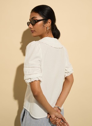 Marti Organic Cotton Broderie Detail Blouse from Baukjen