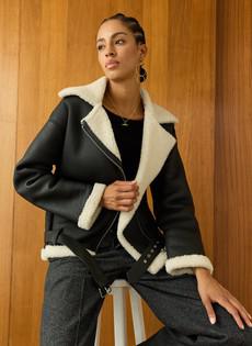Carey Shearling Aviator Jacket via Baukjen