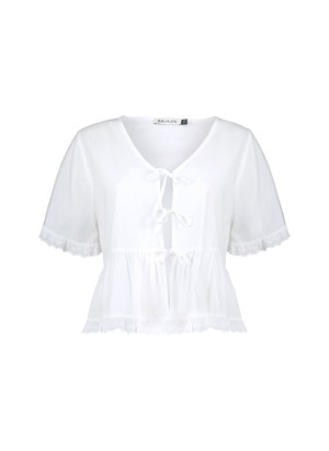 Emma Organic Cotton Broderie Detail Pyjama Top from Baukjen