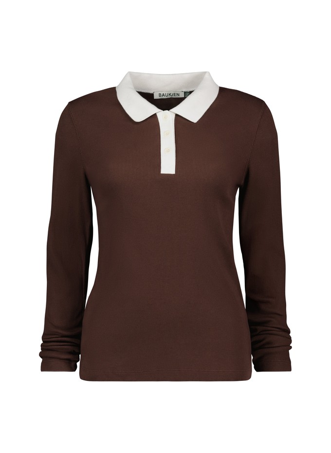 Ellison Contrast Collar Rib Polo Top from Baukjen