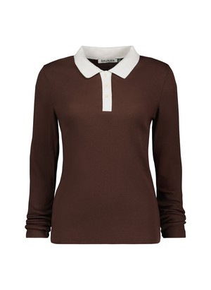 Ellison Contrast Collar Rib Polo Top from Baukjen