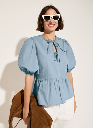 Azura Organic Cotton Tie Detail Blouse from Baukjen