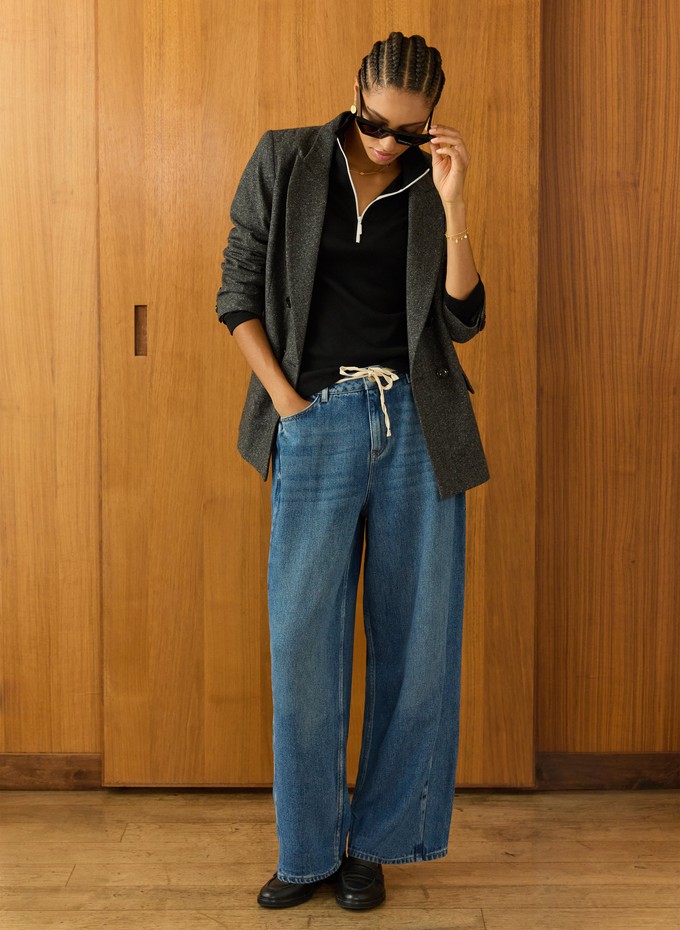 Clayton Organic Cotton Zip Turtleneck Top from Baukjen