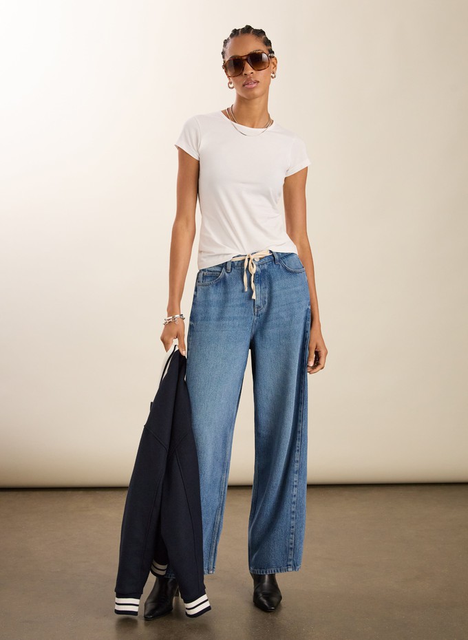 Petite Leonor Tie Front Wide Leg Jeans from Baukjen