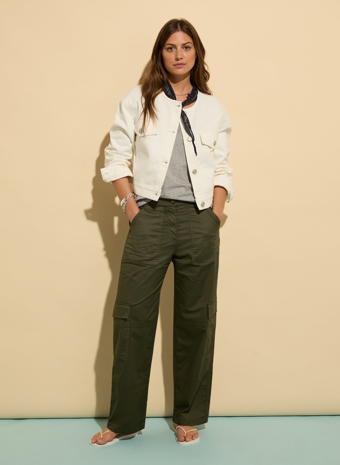Zenya Organic Cotton Wide Leg Cargo Trousers from Baukjen