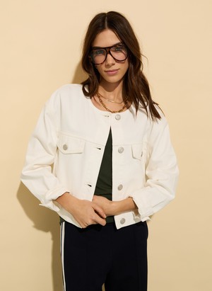 Nova Organic Cotton Collarless Denim Jacket from Baukjen