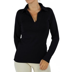 Long Sleeve Polo Top in Organic Pima from B.e Quality