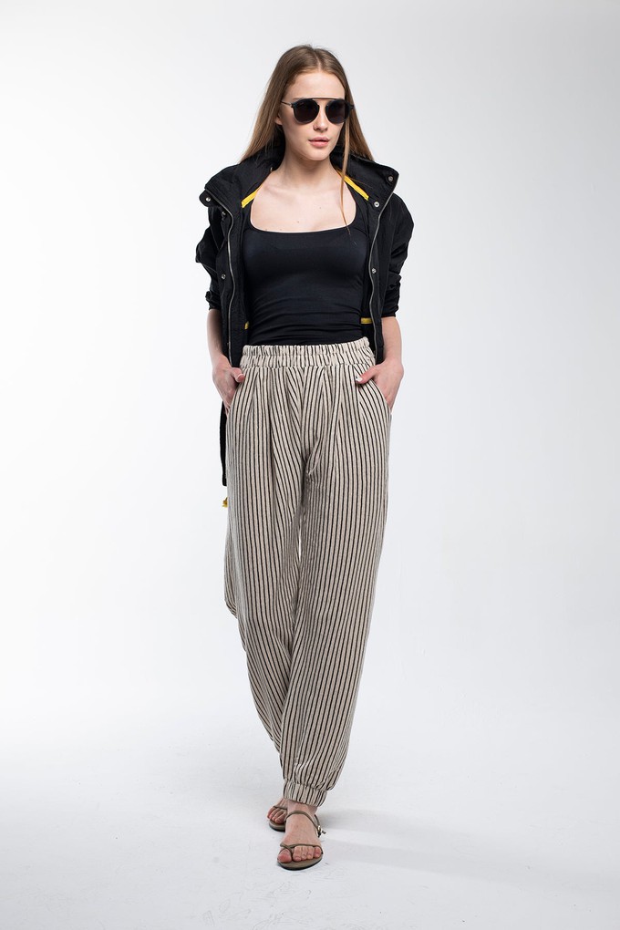 Striped Linen Pants with Elastic Legs from Bee & Alpaca