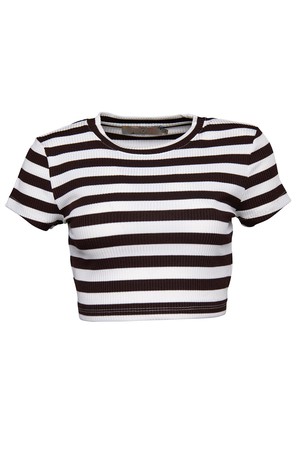 Ribbed Striped Crop T-Shirt from Bee & Alpaca